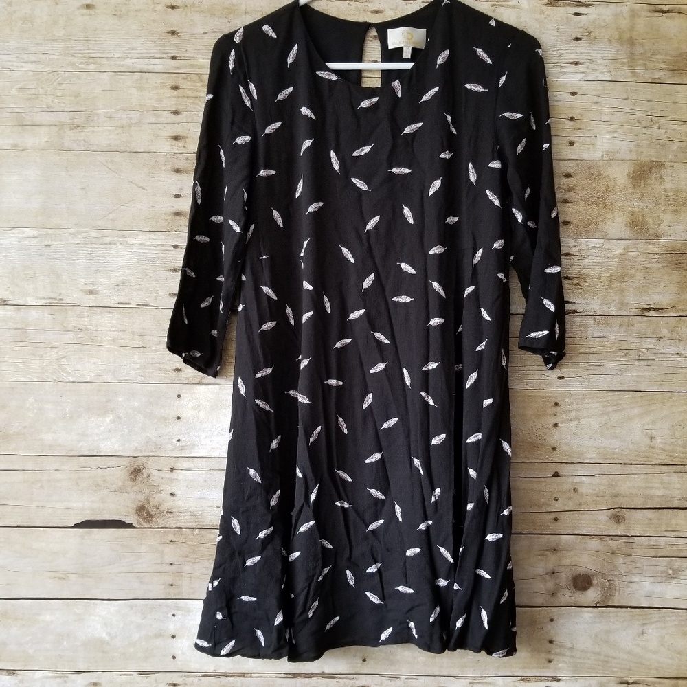 COLLECTIVE CONCEPT 3/4 FEATHER PRINT PATTERN DRESS